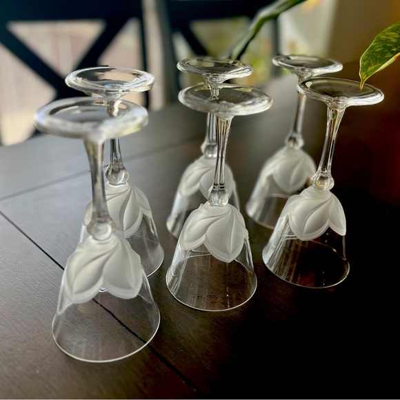 Crystal Etched Wine Glasses | D'Arques J.G Durand | Set of 6 Florence Pattern - Picture 3 of 9